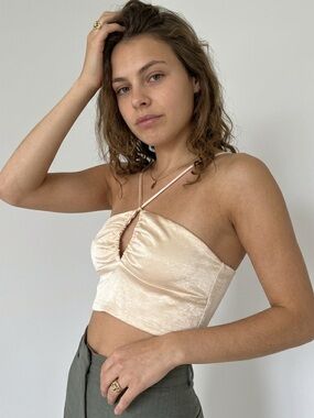 Zara Satin Ruched Front Crop Top